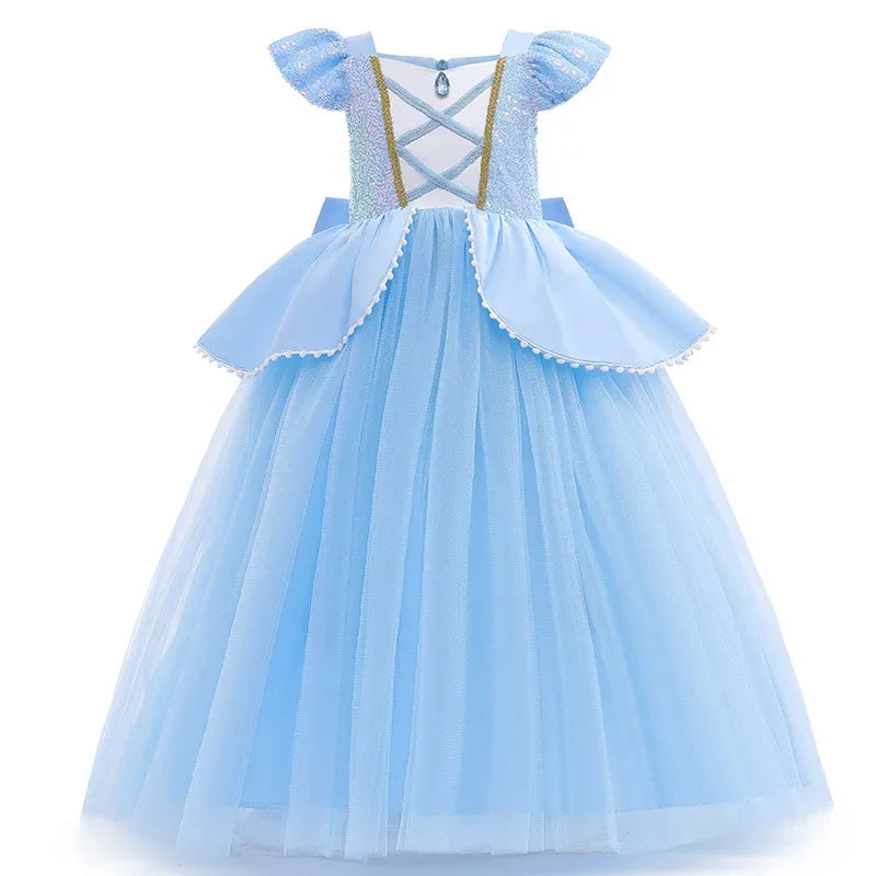 Cinderella Belle Princess Costume Dress for Girls | Rapunzel Cosplay Outfit | Kids Halloween Disguise, Christmas & Birthday Party Clothes