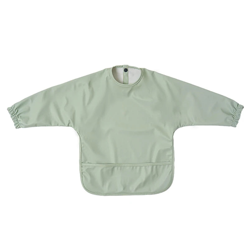 Little Boy Girl Painting Smock Baby's Soft Waterproof Bib Child Meal Eating Apron with Long Sleeves Kid Adjustable Feeding Cloth