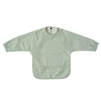 Little Boy Girl Painting Smock Baby's Soft Waterproof Bib Child Meal Eating Apron with Long Sleeves Kid Adjustable Feeding Cloth