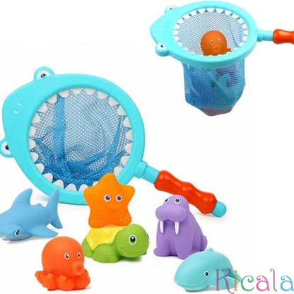 Baby Bath Toy Net Fishing Set – Floating Cartoon Animal Water Toys for Kids, Bathtub, Pool & Beach Play Gift
