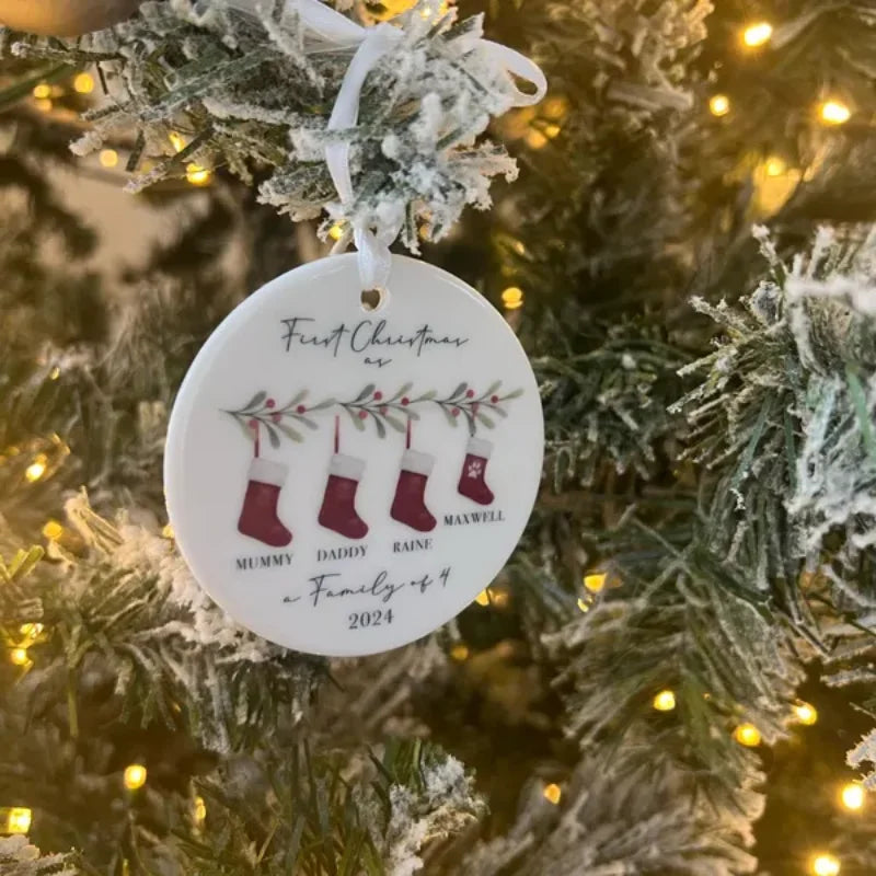 Personalised First Christmas as a Family of 3 Bauble | Custom Baby’s First Xmas Ornament | Family Christmas Tree Decoration Keepsake