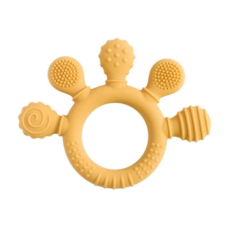 1PC Baby Silicone Teether Toy with Pacifier Chain | BPA-Free Finger Ring Soothing Teething Toy for Newborns & Baby Shower Gifts