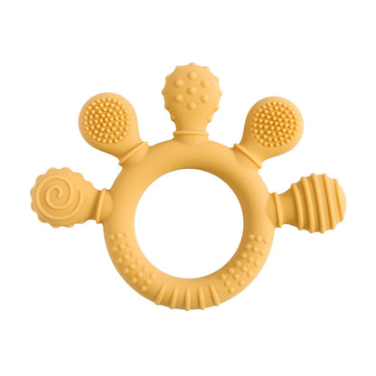 1PC Baby Silicone Teether Toy with Pacifier Chain | BPA-Free Finger Ring Soothing Teething Toy for Newborns & Baby Shower Gifts
