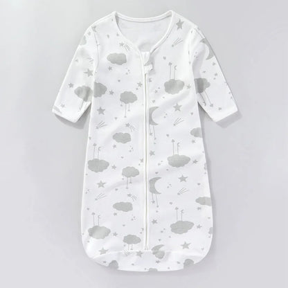 Pure Cotton Baby Sleeping Bag – Newborn One-Piece Sleep Sack with Long Sleeves, Anti-Startle Design for Summer & Spring