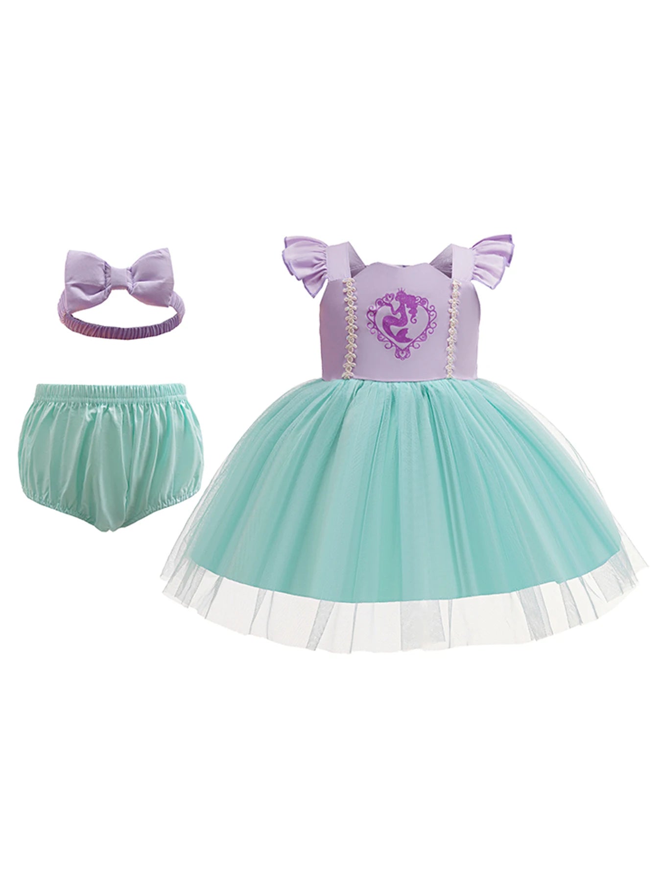 Baby Girl 3pcs Halloween Disney Princess Dress Set | Costume Outfit for Parties, Birthdays & Photoshoots