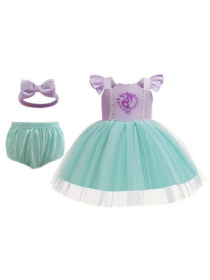 Baby Girl 3pcs Halloween Disney Princess Dress Set | Costume Outfit for Parties, Birthdays & Photoshoots