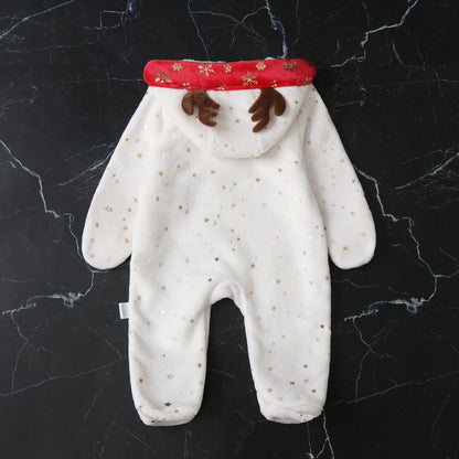 AYNIGIELL Newborn Baby Christmas Clothes | Plush Winter Romper Jumpsuit | Infant Boys Girls Warm Holiday Outfit