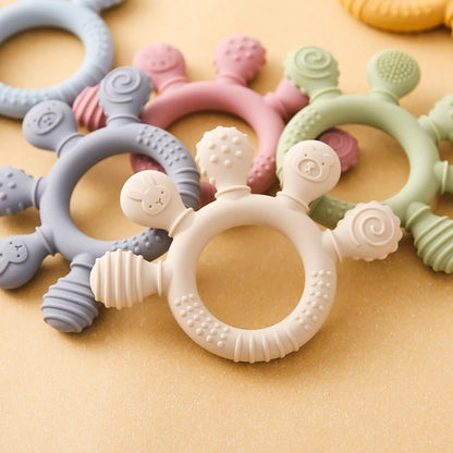 1PC Baby Silicone Teether Toy with Pacifier Chain | BPA-Free Finger Ring Soothing Teething Toy for Newborns & Baby Shower Gifts