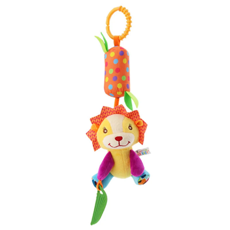 Soft Infant Crib & Stroller Mobile Hanging Rattle – Cute Stuffed Animal Baby Toys | Educational Hand Grip Toy for Brain Development