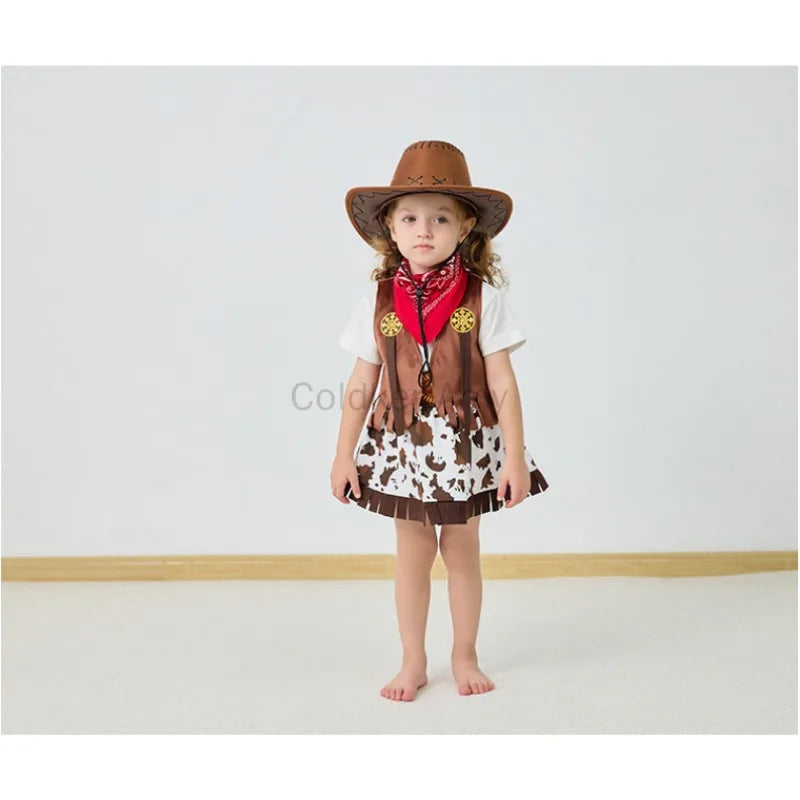 Cowgirl Cowboy Costume for Girls | Baby Toddler Girls Fancy Dress | Halloween Party Outfit