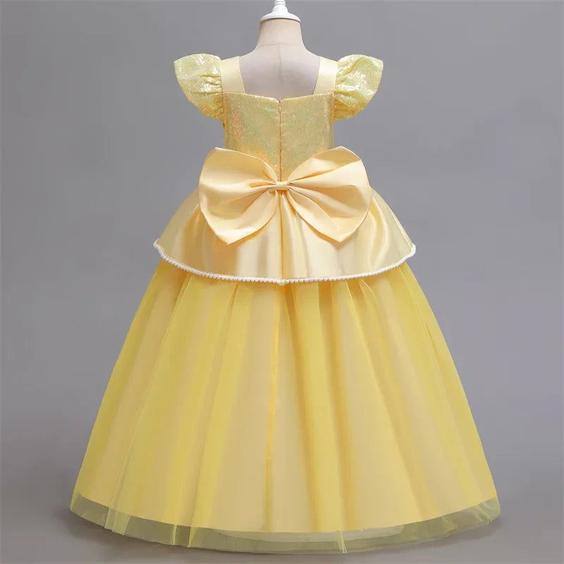Cinderella Belle Princess Costume Dress for Girls | Rapunzel Cosplay Outfit | Kids Halloween Disguise, Christmas & Birthday Party Clothes