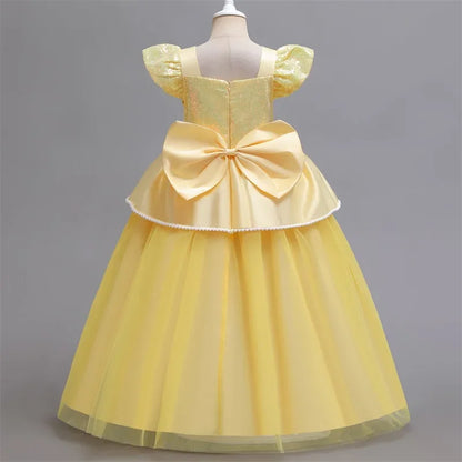 Cinderella Belle Princess Costume Dress for Girls | Rapunzel Cosplay Outfit | Kids Halloween Disguise, Christmas & Birthday Party Clothes