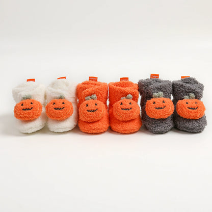 Baby Halloween Pumpkin Booties | Infant Newborn Sock Shoes | Winter Warm Crib Shoes | First Walkers & Prewalkers
