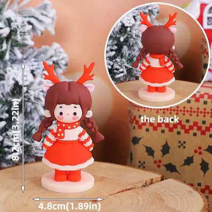 Christmas Cake Topper Set | Bear Doll Ornaments, Red Sweater & Green Shirt, Rainbow Arch & Gift Box | Holiday Party Cake Decorations