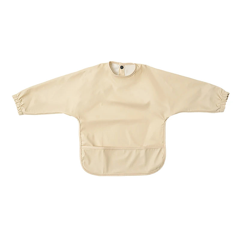 Little Boy Girl Painting Smock Baby's Soft Waterproof Bib Child Meal Eating Apron with Long Sleeves Kid Adjustable Feeding Cloth