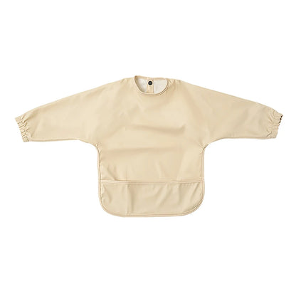 Little Boy Girl Painting Smock Baby's Soft Waterproof Bib Child Meal Eating Apron with Long Sleeves Kid Adjustable Feeding Cloth