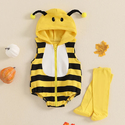 Baby Halloween Costume | Newborn Infant Pumpkin Print Romper + Stockings | Cute Animal Themed Outfit for Baby Boys & Girls
