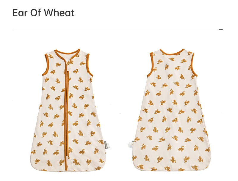Baby Summer Sleeping Bag 0–24 Months – Lightweight 0.5 TOG Wearable Blanket, Thin Layer Sleep Sack with Anti-Kick Design, Beige Wheat Print