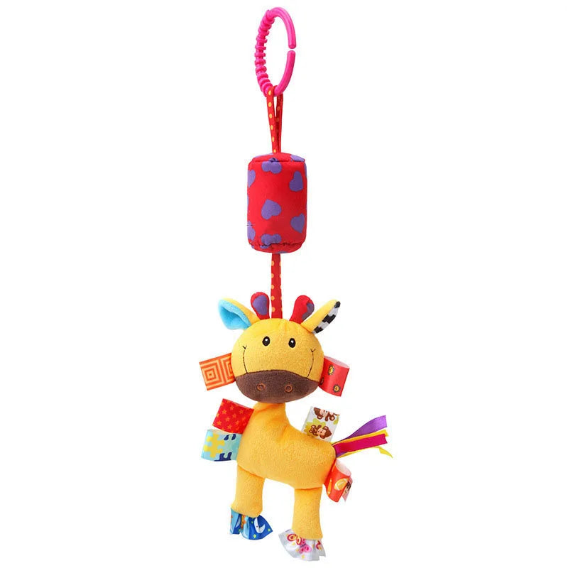 Soft Infant Crib & Stroller Mobile Hanging Rattle – Cute Stuffed Animal Baby Toys | Educational Hand Grip Toy for Brain Development