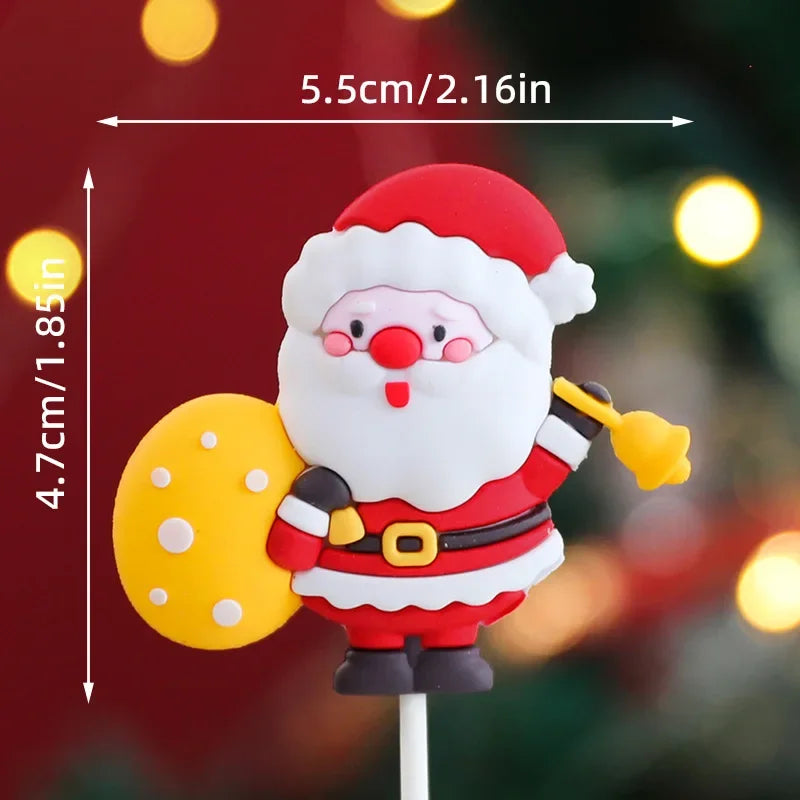 Christmas Cake Topper Set | Bear Doll Ornaments, Red Sweater & Green Shirt, Rainbow Arch & Gift Box | Holiday Party Cake Decorations