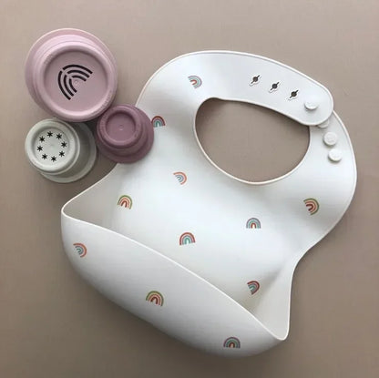 Fashionable Baby Silicone Bib – Adjustable Waterproof Feeding Cloth & Saliva Towel | Newborn Infant Bibs for Boys & Girls