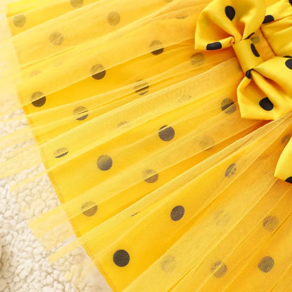 Baby Girl Bee Halloween Costume Set | Infant Romper + Tulle Suspender Dress | Newborn & Toddler Party Outfit