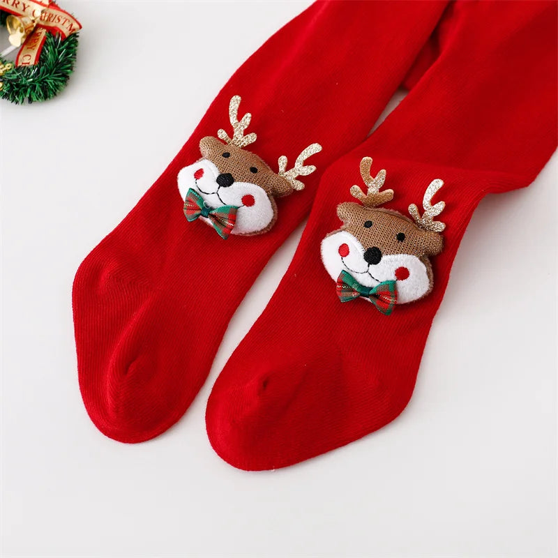 Baby Christmas Tights | Infant Girls Knitted Red Cotton Stockings | Newborn & Toddler Leggings 0–24 Months